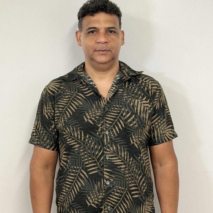Man wearing patterned short-sleeve shirt