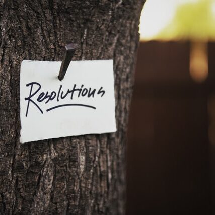 A note about resolutions nailed on a tree